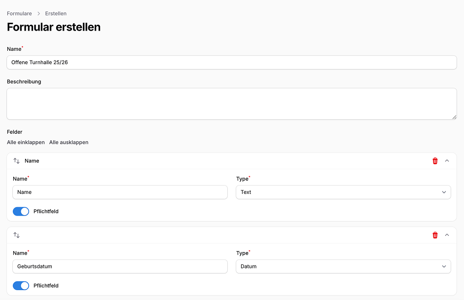 Screenshot: Formular-Builder